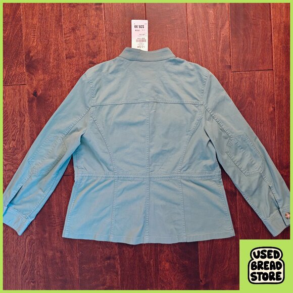 NWT 2015 L.L.Bean Women's Cargo Jacket Drawstring Waist Teal Large Safari - Picture 3 of 7